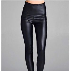 High Waisted Vegan Leather Leggings - Size Large